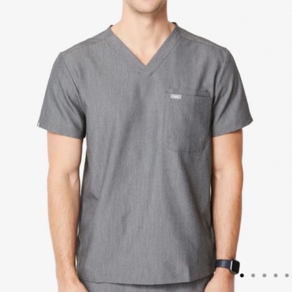 Figs Leon Graphite Grey Short Sleeve Scrub Top Size XL